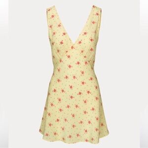 Realisation Par Yellow Floral Mini Dress Silk summer